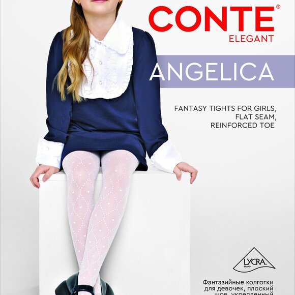 Conte Angelica 20 Den - Fantasy Tights for Girls with Rhombuses in Dots & Hearts - Picture 1 of 7